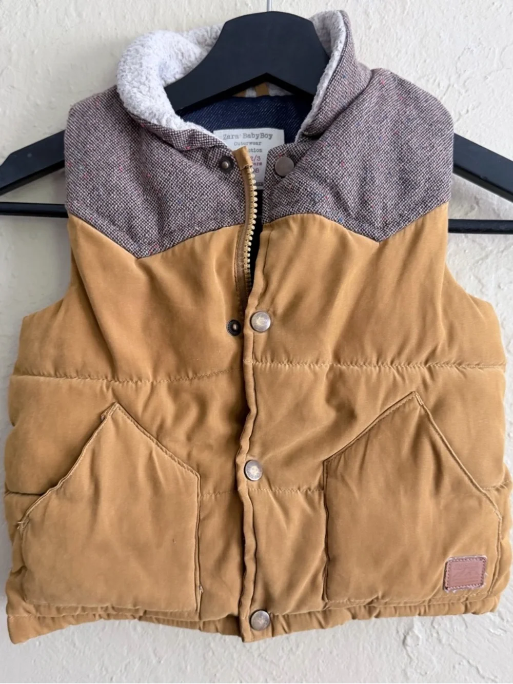 Zara Kids Tan and Brown Puffer Vest